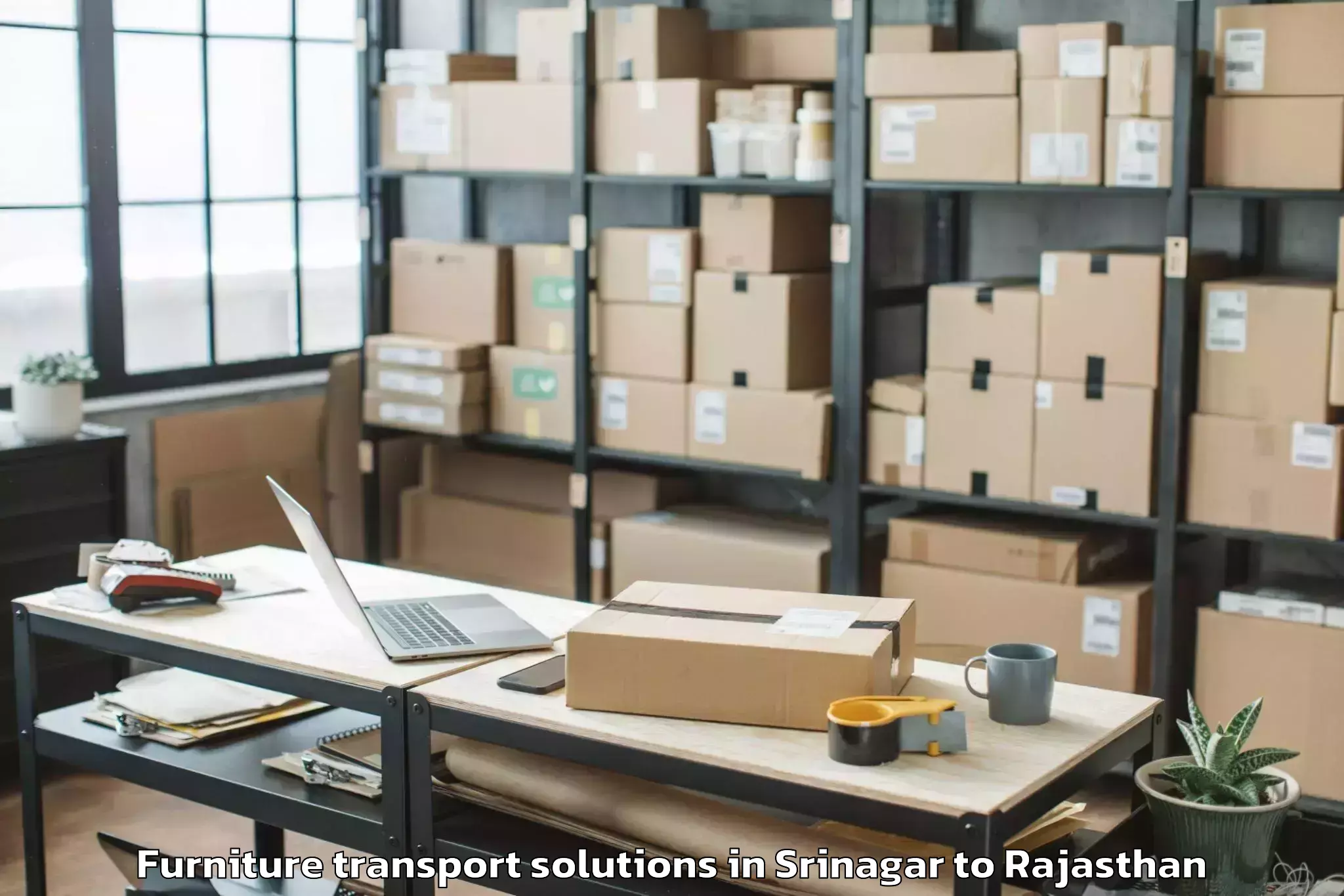 Easy Srinagar to Pipar Furniture Transport Solutions Booking